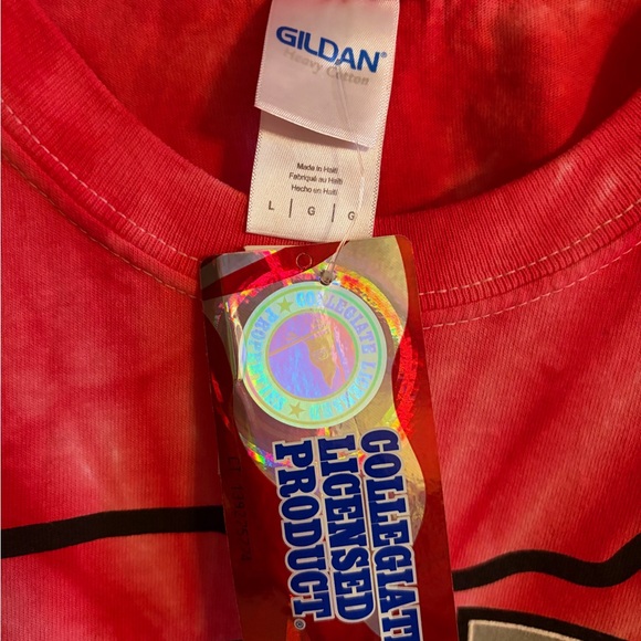 OHIO STATE Buckeyes Licensed (Gildan)  100% Cotton Red Tye Dye T-shirt  NWT - Picture 3 of 4